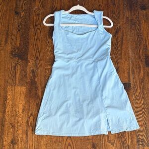Chic Sky Blue Sleeveless Mini Dress